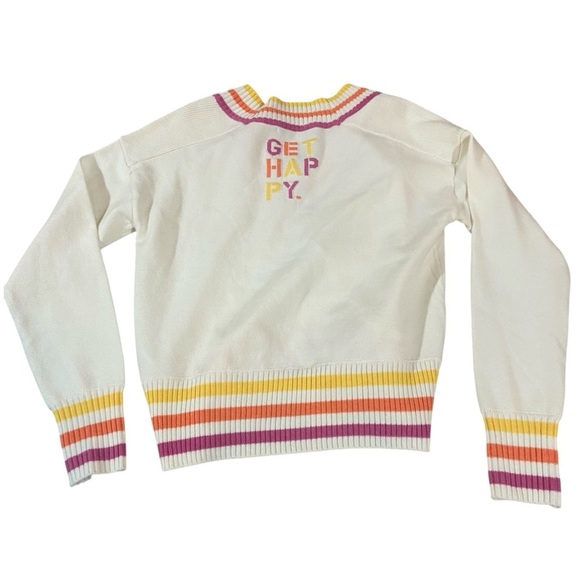 Kerri Rosenthal Sweaters - Kerri Rosenthal Get Happy V-Neck Sweater Striped Colorful Soft Sz XS Preppy